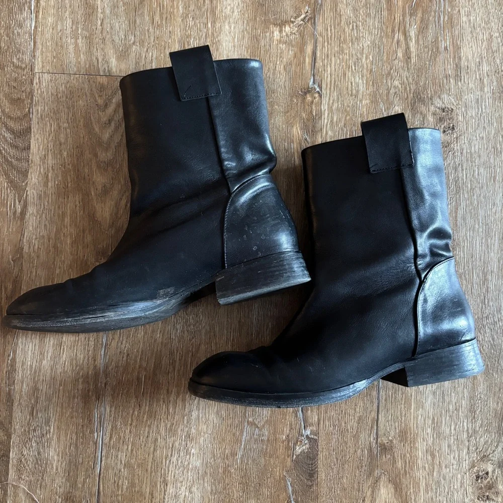 ZARA Black Leather Heeled Pull On Boots - Picture 5 of 7